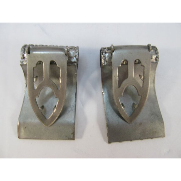 Vintage Set of Dress Clips Silver Aluminum Ripple Textured Design - Picture 8 of 11